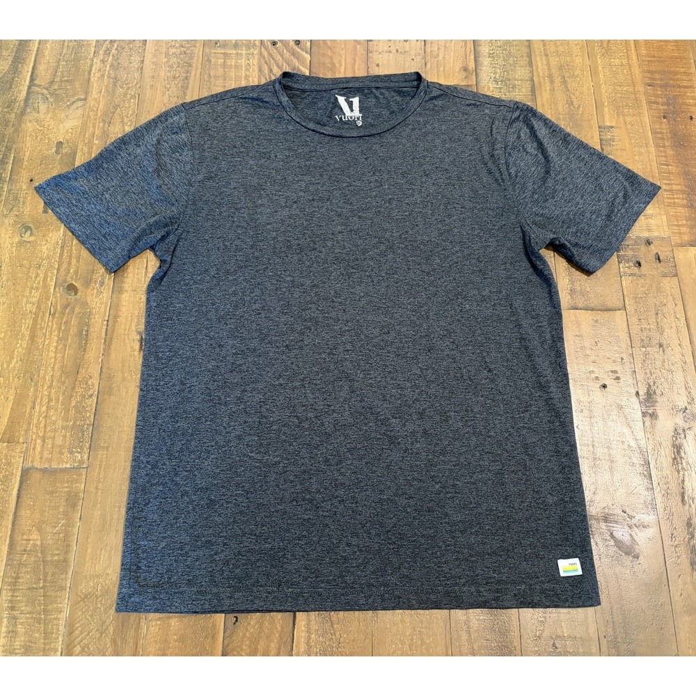 Vuori Men's Medium Strato Tech Tee Heather Charcoal Gray Performance T-Shirt